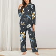 thumbnail image 3 of Disketp Pajamas Set Long Sleeve Sleepwear Womens Button Down Nightwear Pj Sets-Space Cars, 3 of 9