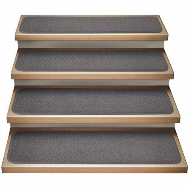 House Home And More Set Of 15 Attachable Indoor Carpet Stair Treads - Gray - 8 Inches X 23.5 Inches