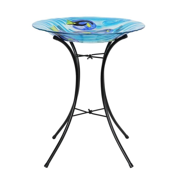 Angelo Décor 23.5-inch tall Fish Glass Birdbath with Metal Stand