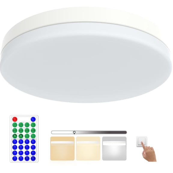 13 Inch Round LED Flush Mount Ceiling Light Fixture with Night Light and Timer, Remote, 30W 3000lm, CCT, IP4X, 100LM/W, 120V, Dimmable LED Ceiling Lights for Bedroom Dining Room Kitchen Hallway White