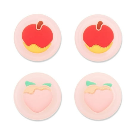 GeekShare Fruits Thumb Grips Thumbsticks Caps for PS5/Switch Pro/PS4 Controller 4PCS Peach & Apple