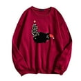 thumbnail image 3 of WEAIXIMIUNG Sweat à Capuche Rayé pour Femmes 3X Motif de Noël Mignon Col Rond Manches Longues pour Femmes Pull Décontracté de Vacances, 3 of 3