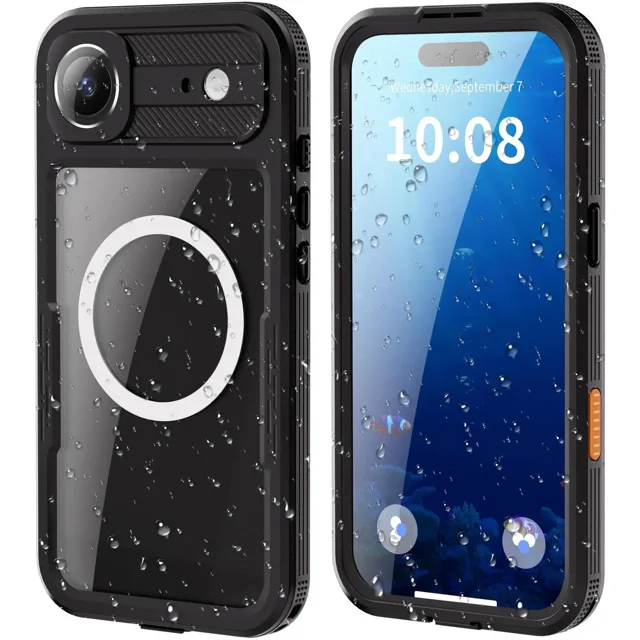 for iPhone Air Waterproof Case Compatible with MagSafe, Magnetic Waterproof Full Body IP68 Underwater Case Built-in Screen Protector Military Grade Shockproof Phone Cover with Lanyard