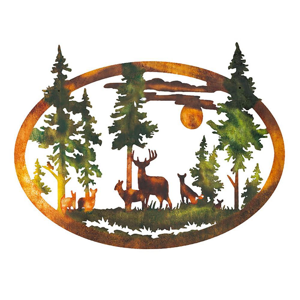 Bear Family Metal Wall Art Personalized Wildlife Christmas Decor Stainless Steel Welcome Gift Metal Wall Sculpture Forest Mountain For Home Office Living Room Bedroom Series 14 Size 18 Inches Diagonal