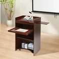 thumbnail image 5 of TOOL1SHOoo 23.6*15.7*45.7" Rolling Lectern Podium Presentation Stand School Church Pulpit with Shelf Reddish-brown, 5 of 16