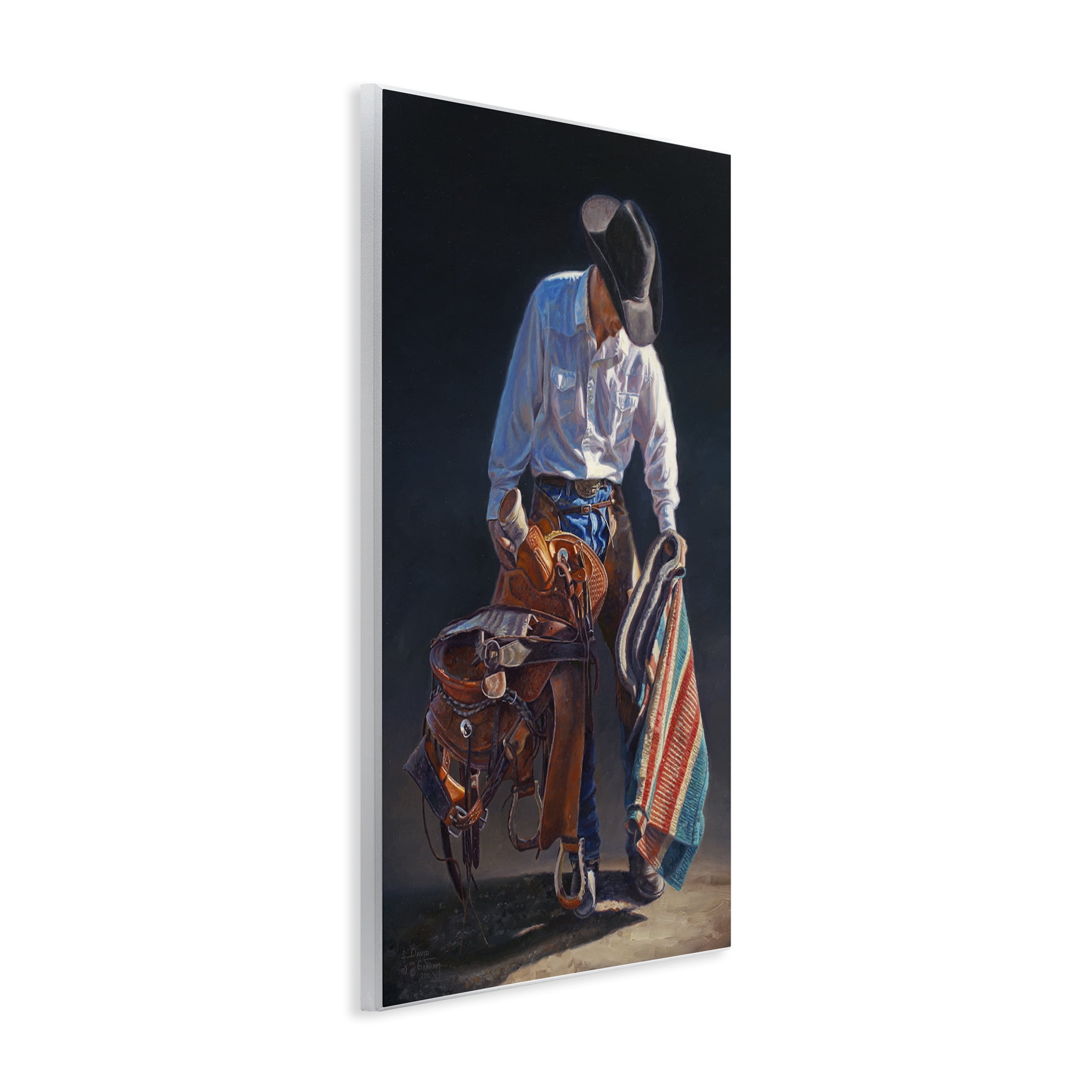 Stupell Industries Stoic Cowboy & Saddle Novelty Painting Unframed Art Print Wall Art, 10 x 15