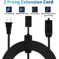 2 Prong Extension Cable 15 FT, Extra Long Power Cord with 3 Outlets