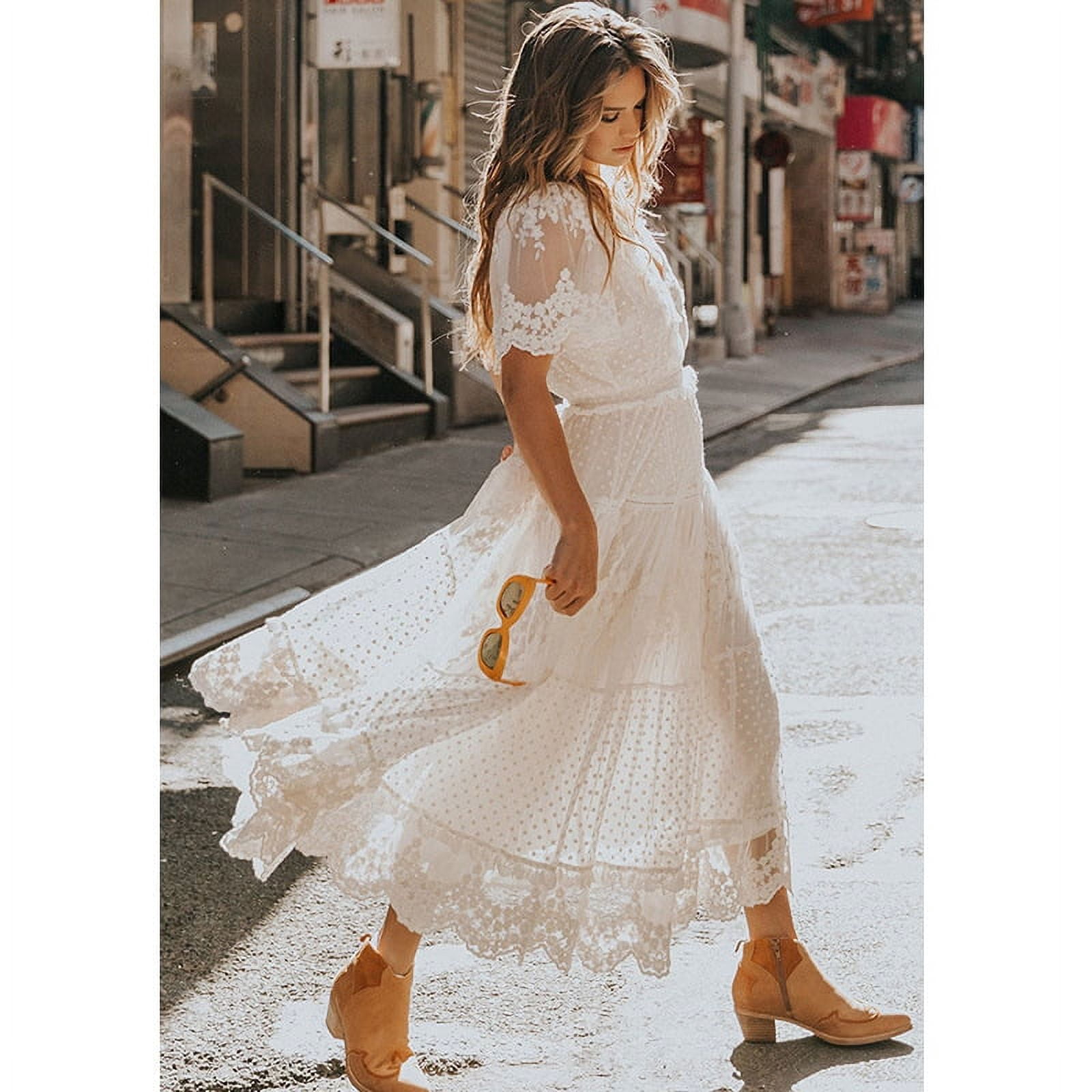 aliexpress embroidered dress Yellow main image 0