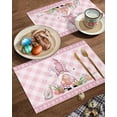 thumbnail image 2 of Easter Placemats Set of 4, Bunny Ears Gnomes Placemat for Dining Table Decorations, Easter Eggs Pink Check Plaid Place Mats, Spring Table Mats for Kitchen Dinner Seasonal Holiday Party Decor, 2 of 6