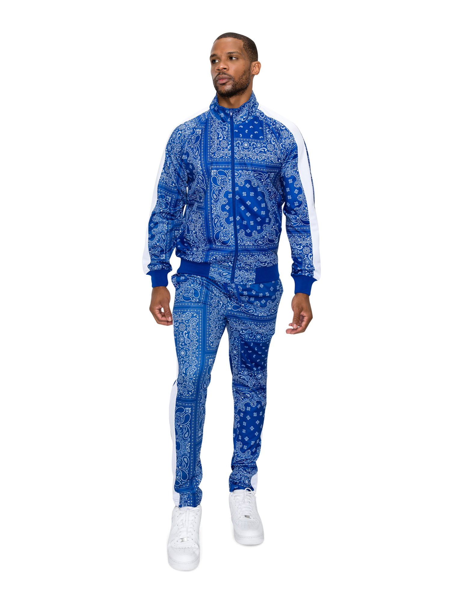 G-Style USA Men's Accented Bandana Paisley Tracksuit Set ST804