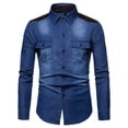 thumbnail image 3 of KeShDi Oversized Tshirts for Men formal Color Print Shirt N Long Sleeve Turndown Collar Blouse Shirt Blue M, 3 of 4