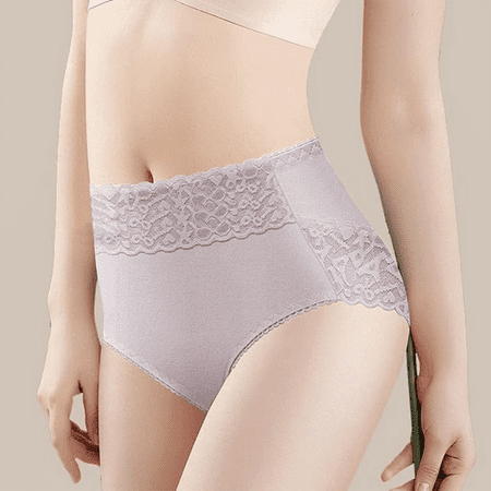 Fulorrnie Underwear for Women Plus Size Seamless High Waisted No Show Panties Cute Briefs Elastic Waist Breathable Panty Purple M