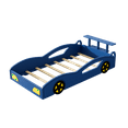 thumbnail image 5 of MAYEERTY Twin Wooden Race Car Bed with Wheels for Teens' Bedroom Blue & Yellow, 5 of 7