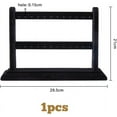 thumbnail image 2 of 1Pc Black Velvet Earring Display 2-Tier Wood Covered Earring Jewelry Display Stand Earring Organizer Holder for Earring Studs Hole: 1.5mm, 2 of 6