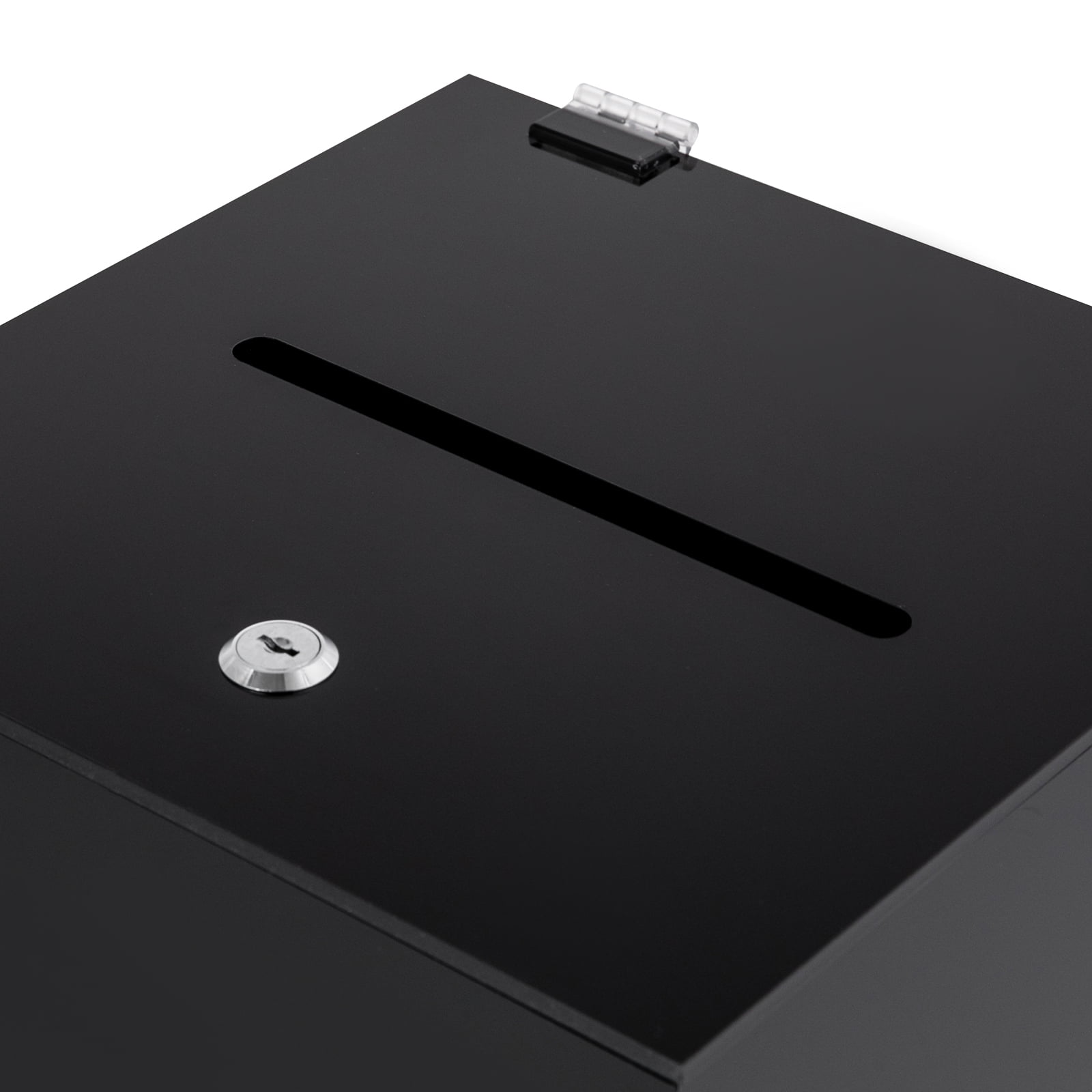 Modern Suggestion Box with Lock Acrylic Donation Box, Black Money Storage Square Container for Voting, Charity