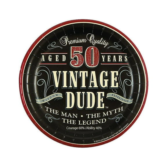 50Th Vintage Dude Dessert Plates (8Pc) - Party Supplies - 8 Pieces