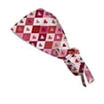 thumbnail image 3 of Fgvctg Valentine's Day Love Heart Scrub Cap Adjustable Tie Back Hat One Size Working Head Cover for Women Long Hair for Women Light pink, 3 of 5