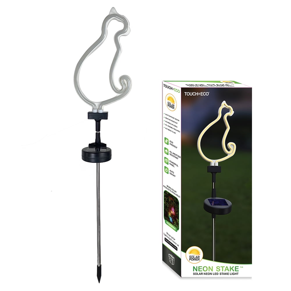 Solar Cat LED Neon Outdoor Garden Décor Ground Stake Light