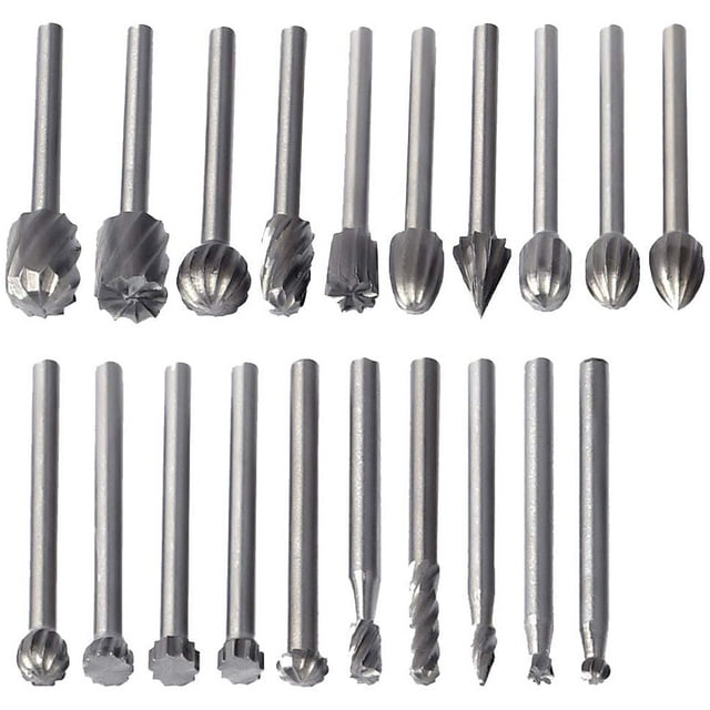 20 Pcs Rotary Burrs, Hss Rotary Burrs Milling Bits Woodworking Routing Tool Accessories Rotary Tool 3Mm Shank For Dremel