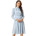 thumbnail image 1 of Vestido con cinturón Allegra K Azul Claro M, 1 of 5