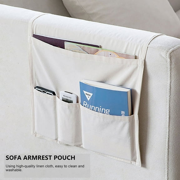 Worgeous  Storage Bag over Chair Pockets for Hanging Sofa Pouch Office White