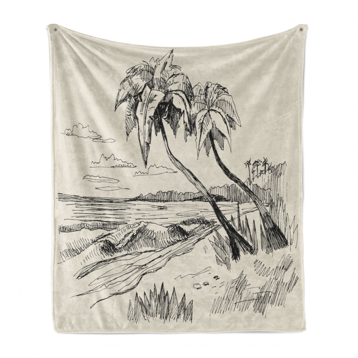 Cozy Plush for Indoor and Outdoor Use 50 x 70 Pencil Drawn Long High Palm Trees and The Sun Ambesonne Tropical Island Soft Flannel Fleece Throw Blanket Slate Blue Dark Green 