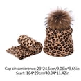 thumbnail image 3 of 2pcs Winter Women Pompon Beanie Hat Scarf Set Leopard Spots Outdoor Warm Faux Fur Pom Pom Hedging Caps for Girls, 3 of 16