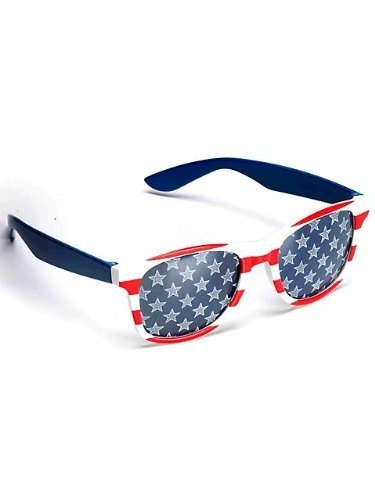 White and Blue Sunglasses for Guys Red Mens USA Patriotic American Flag Sunglasses