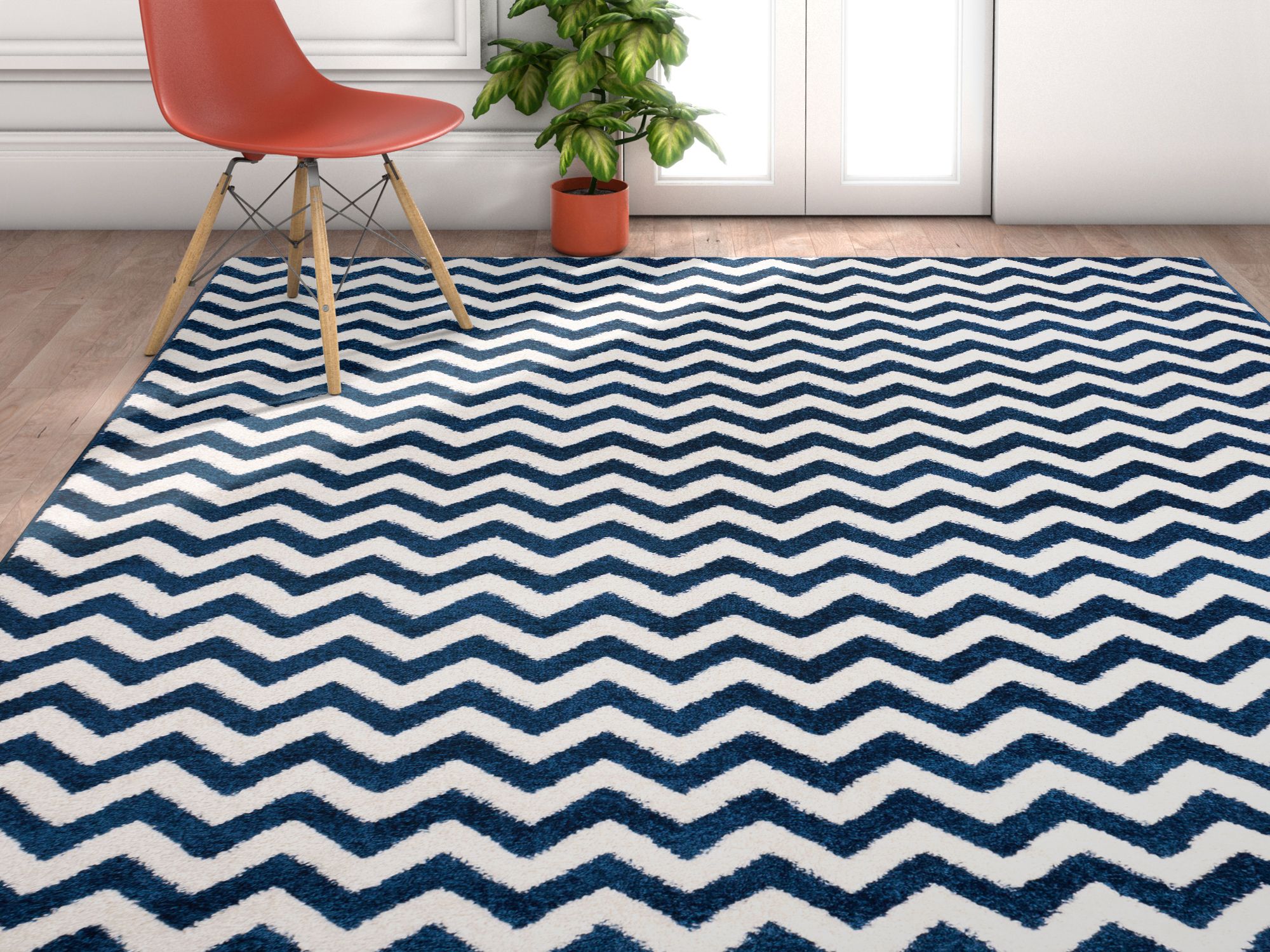 Well Woven Sydney Chevron Rustic Area Rugs, Blue