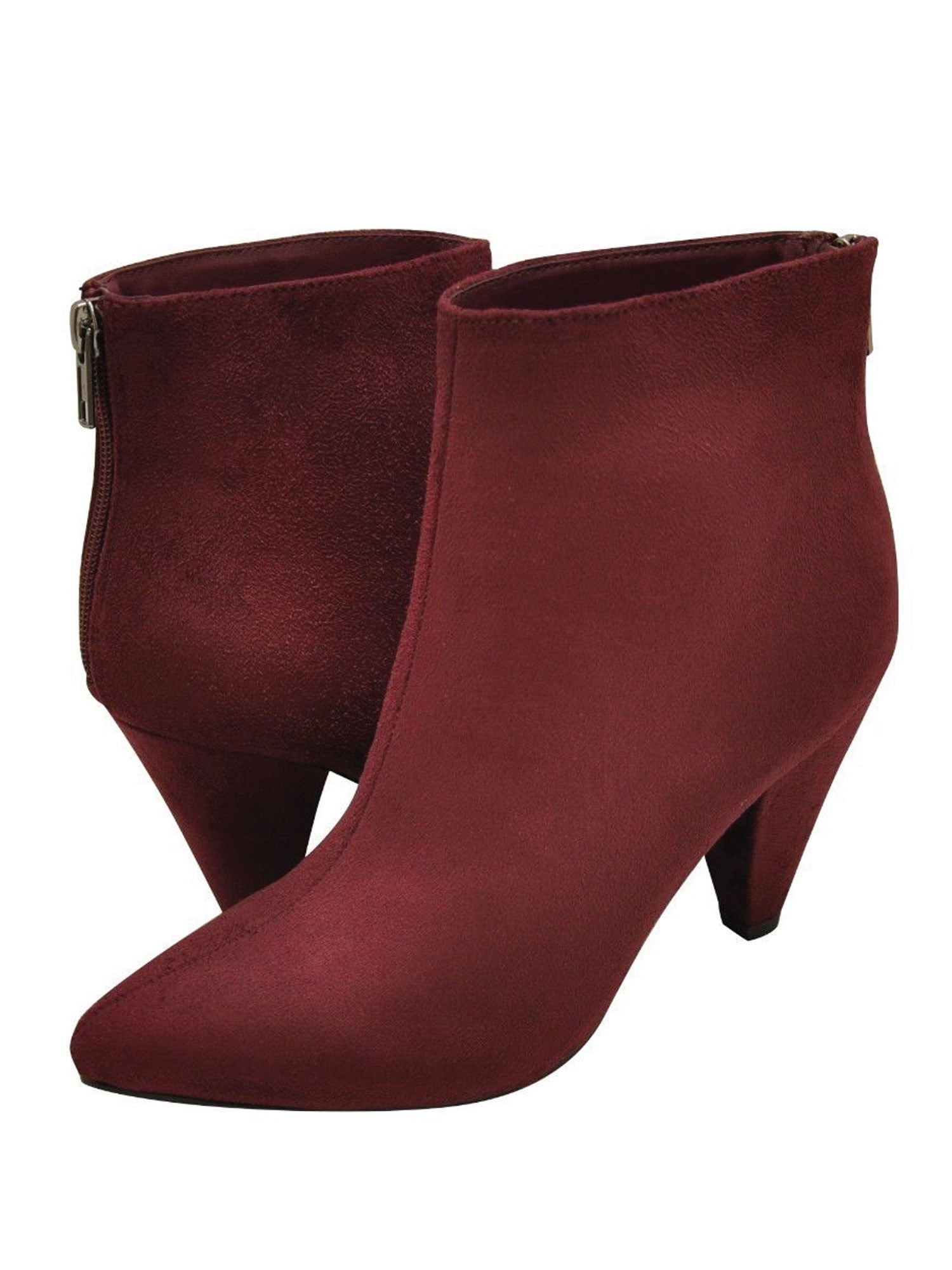 Women's Shoes Delicious THUNDER Ankle Heeled Suede Booties VINO *New* 