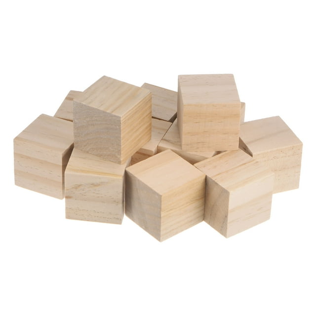 Unique Bargains Wood Blocks for Crafts, 2 Inch Unfinished Wooden Cube Pine Wood Block for DIY Craft Projects, 12 Pack