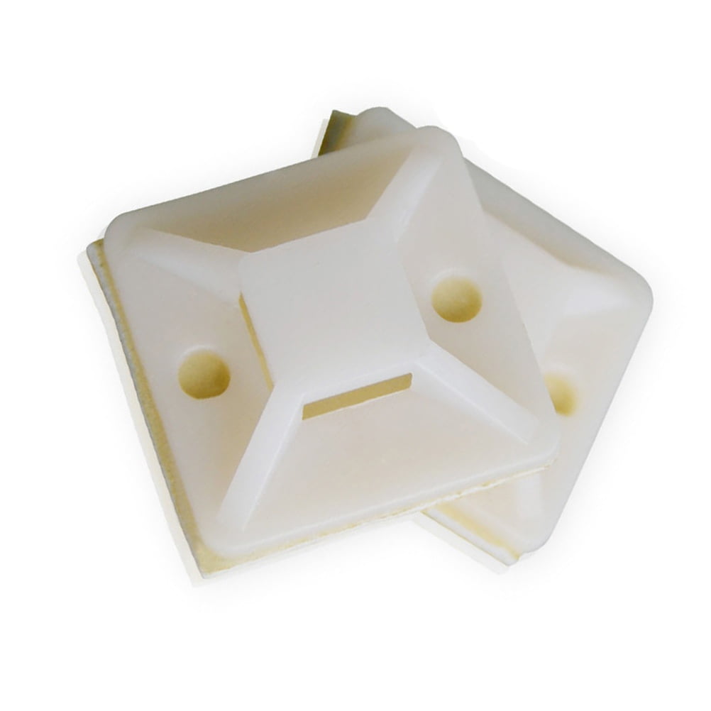 100 Basette Portafascette Adesive Nylon 66 - Fissaggio Cavi - Bianche O Nere 20/25mm