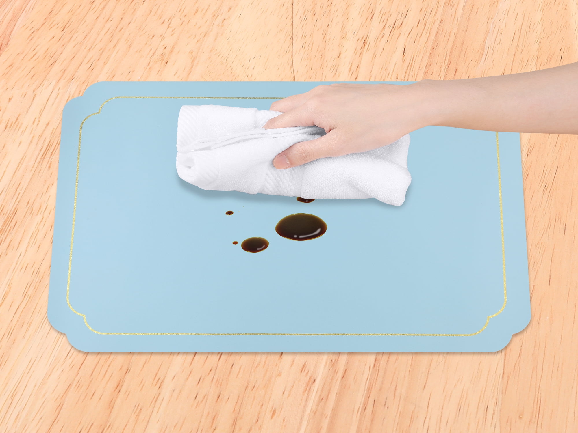 Unique Bargains Placemats Leather Placemats for Kitchen Dining Table Pink Blue 18x12in