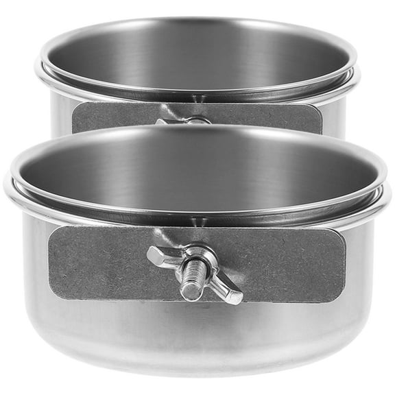 Beaupretty 2Pcs Feeding Basin for Bird Stainless Steel Round Water Bowl for Pet Care