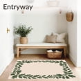 thumbnail image 3 of ODIKA 4'x6' Machine Washable Non-Slip Area Rug, Rustic Mistletoe Branch Gathering Hearth Decorative Accent Charm High Traffic Rug with Pad, Ivory, 622391, 3 of 8