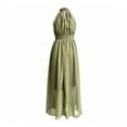thumbnail image 4 of Womens Summer Dresses, Lace Trim Ruffle Long Dress for Women Floral Burnout A Line Sleeveless Dress Halter Neck Beach Vacation Evening Gown Dress, 4 of 6