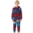 thumbnail image 2 of RTKFRFLM Kids Boys Girls 1-Piece Pajama Jumpsuit Flannel Fleece Tie Dye Zip Front Hooded Romper Sleepwear, 2 of 5