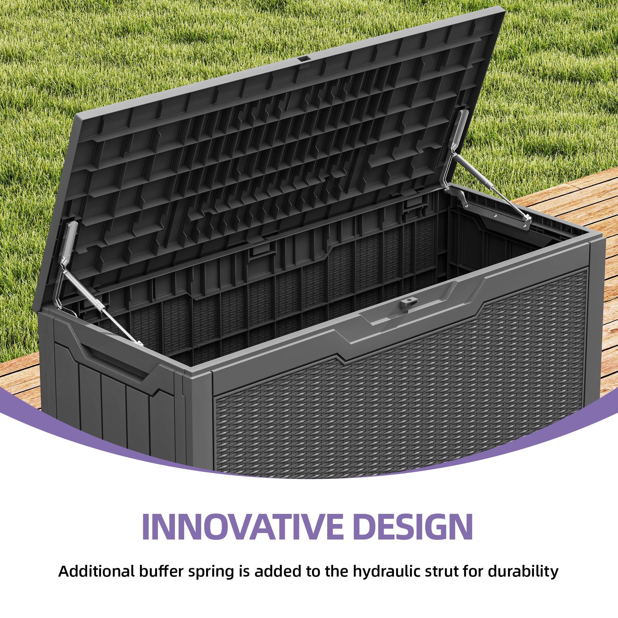 Uforic 80-Gallon Lockable Outdoor Storage Deck Box, Resin Storage Box for Patio, Garden,Waterproof,Dark Gray