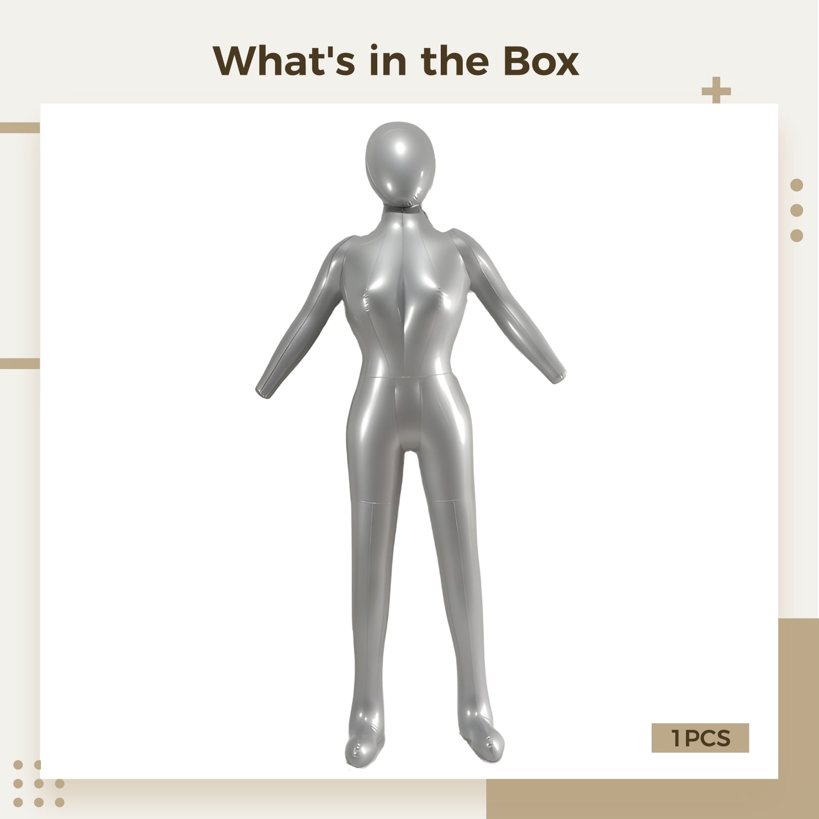 Inflatable Mannequin 165cm Tall,PVC Full Body Dress Form for Clothing Display,Foldable & Portable for Retail Store,Photography,Window Display