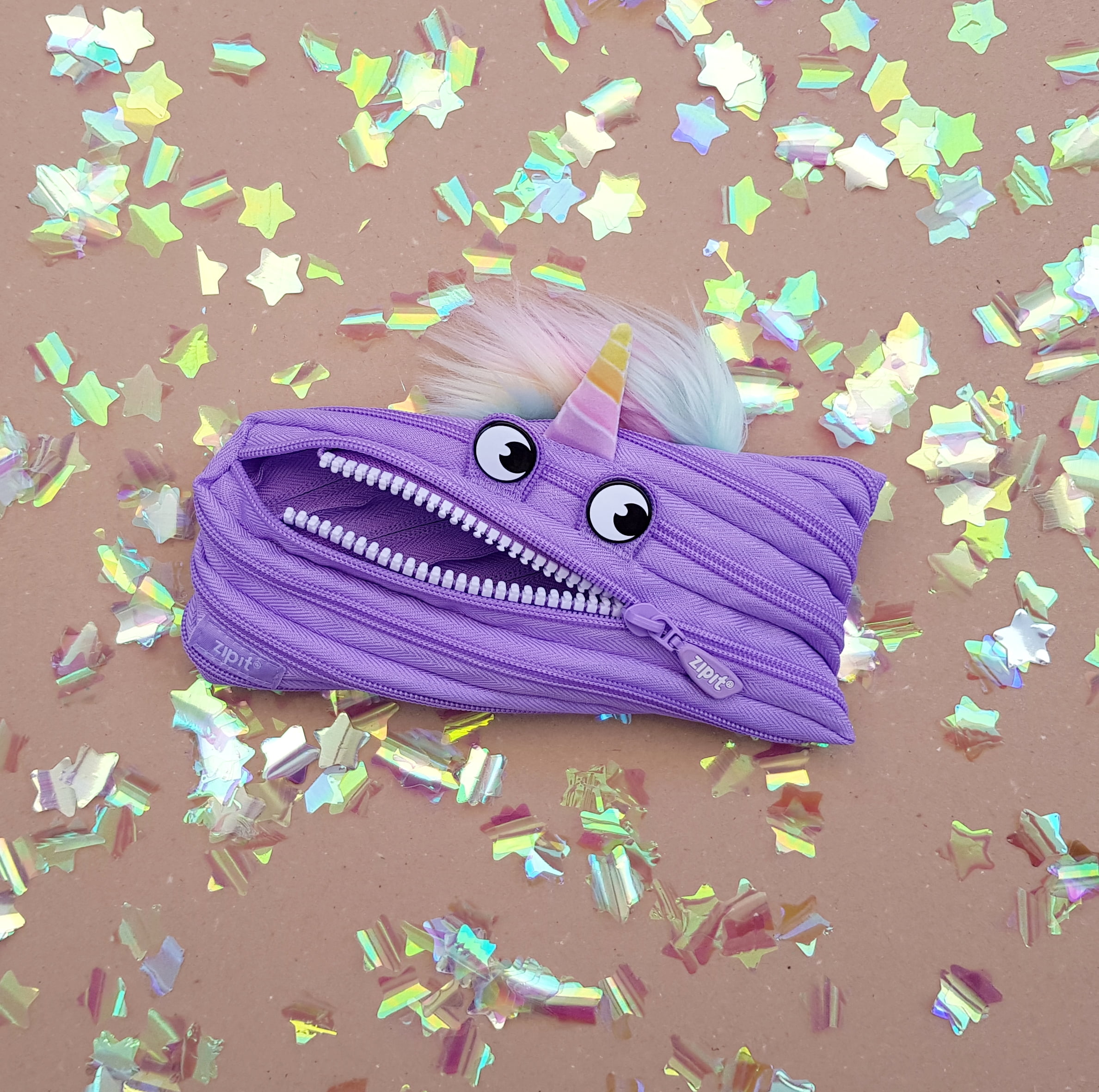 ZIPIT Purple Unicorn Pencil Case, Cute Pencil Pouch