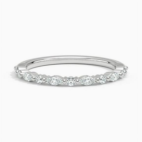 Empire Jewel 1.6 Ct Round Cut Diamond Wedding Band - 14K White Gold Plated Ring - Women’s Round & Marquise Eternity Engagement Jewelry Gift