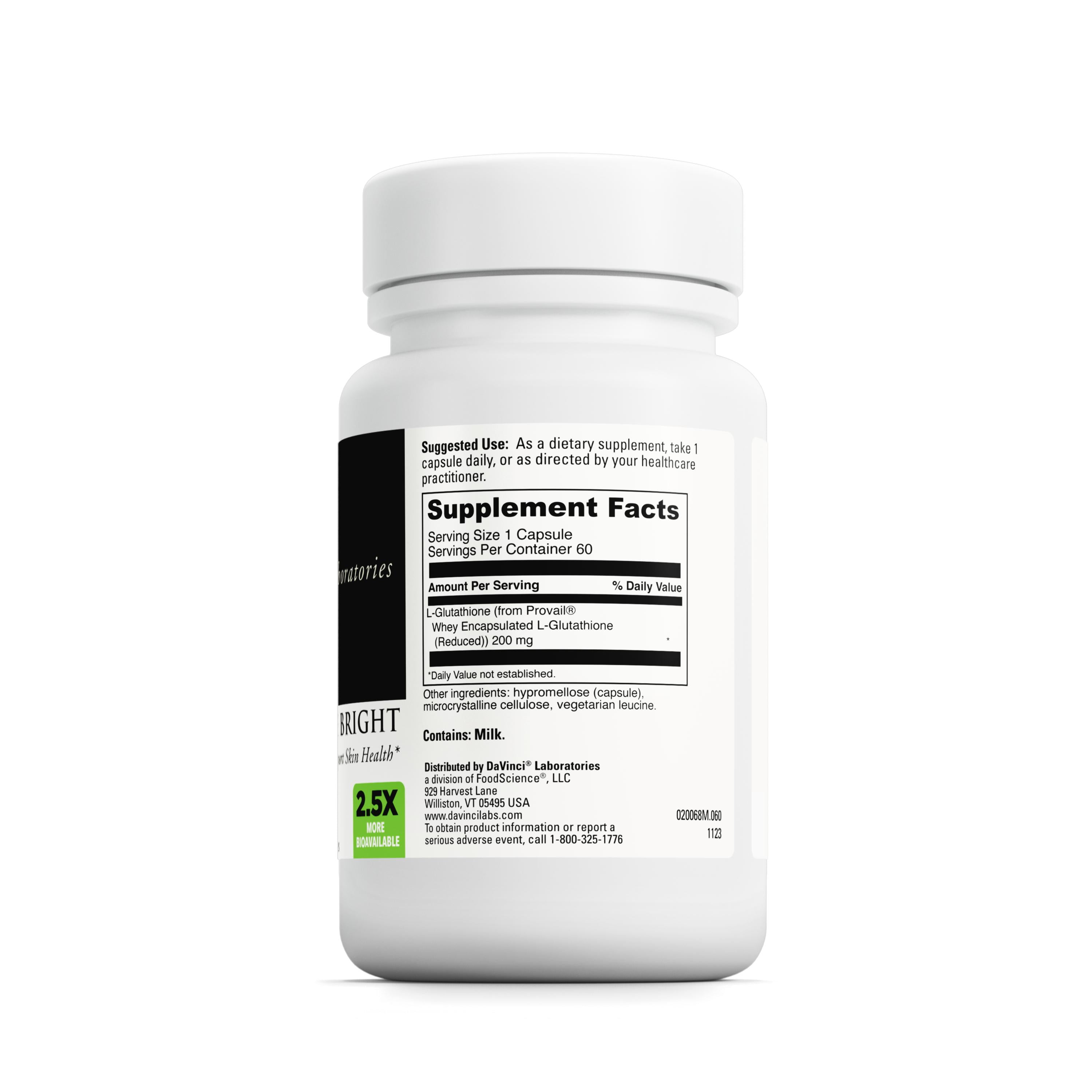 DaVinci Labs - Glutathione Bright - Dietary Supplements - 60 Vegetarian Capsules