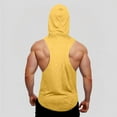 thumbnail image 7 of NOLDARES Men's Sleeveless Hoodie Quick Dry Muscle Gym Shirts Workout Hooded Tank Top(Yellow,L), 7 of 7