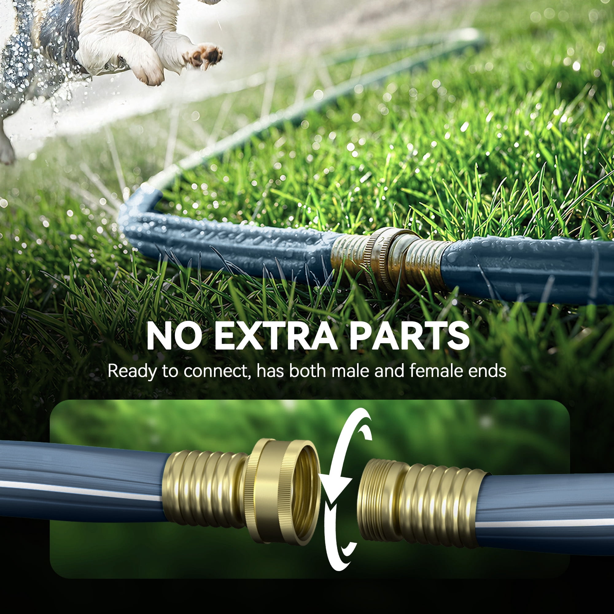 RainPoint 25FT 2-in-1 Sprinkler Soaker Hose with Stakes, Green Flat Irrigation Hose for Garden Lawn Yard