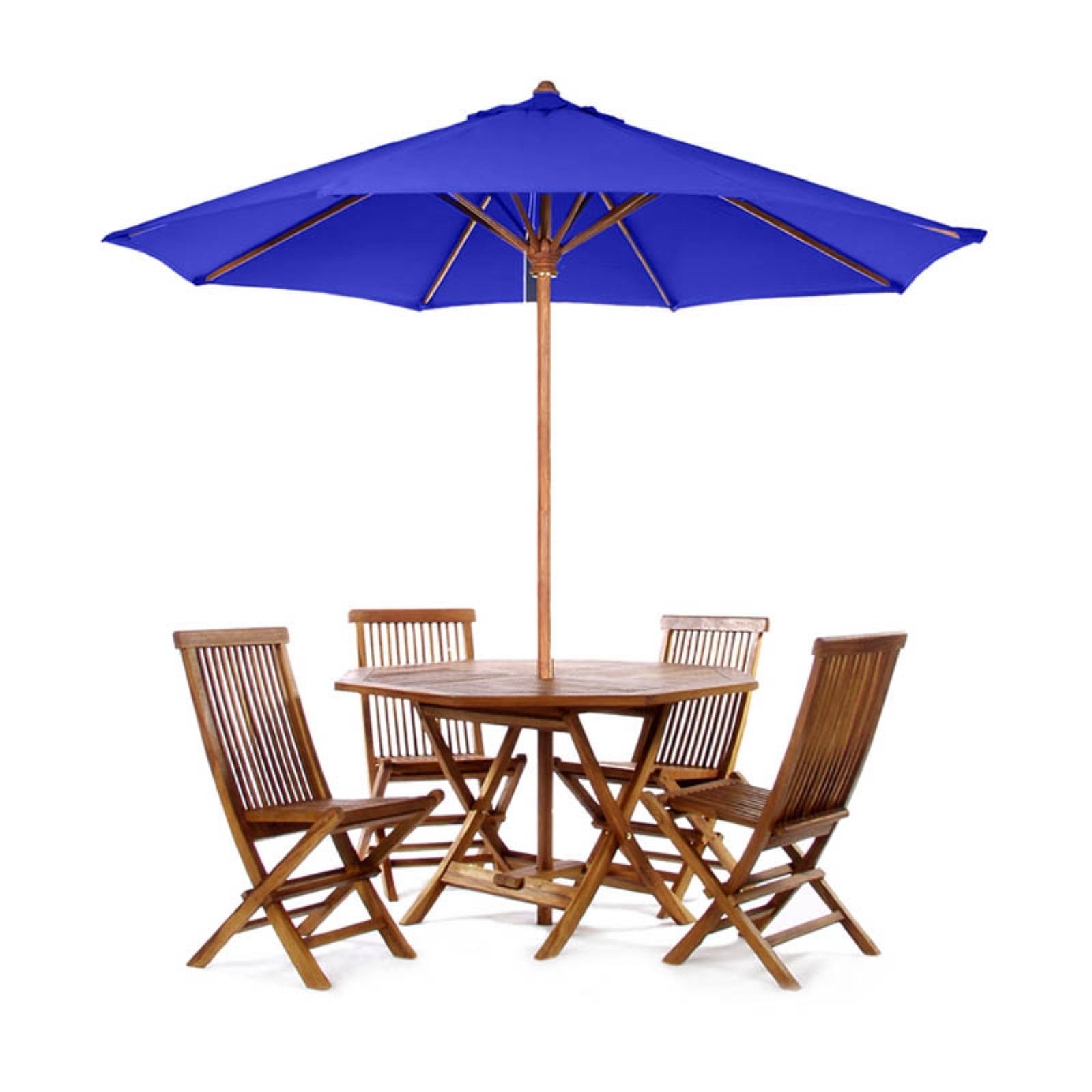 wood patio set with umbrella