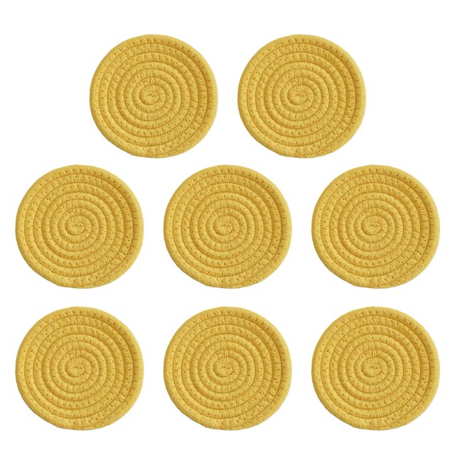 Hyasfey 8Pcs Cotton Woven Drink Coasters Absorbent Coasters for Coffee Table Braided Coasters Heat-Resistant Table Protection Mat for All Cups