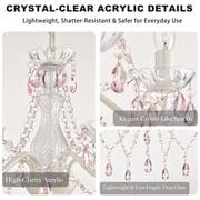 LaLuLa Mini Chandelier for Girls Bedroom, Small Pink and White 5-Light Modern Acrylic Crystal Ceiling Light for Kids Room Dining Room Foyer
