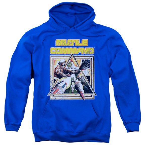 Atari Missle Commander Adult Pullover Hoodie Sweatshirt Royal Blue