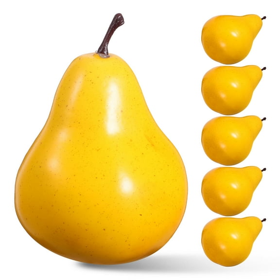 OFFIGAM 6pcs Artificial Yellow Pears Faux Plastic Fruit for Photography Props Home Kitchen Decoration Display