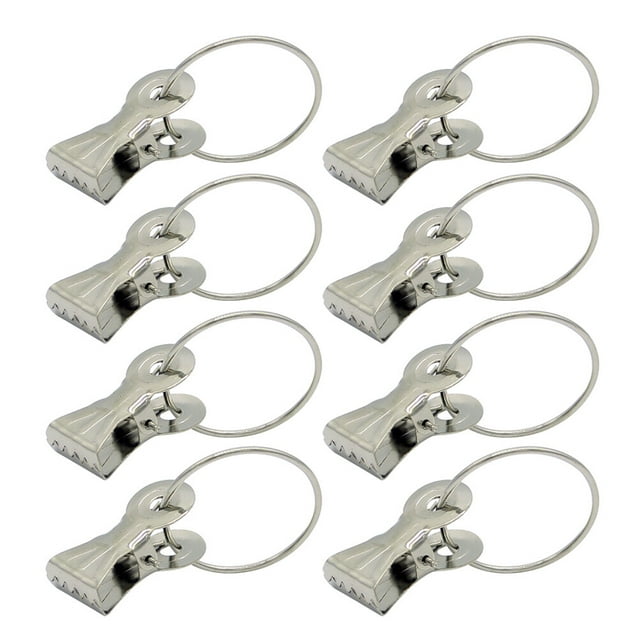 20pcs Thicken Stainless Steel Curtain Ring with Curtain Clip for Home Use Practical Roman Rod Curtain Clip Rings (Silver)